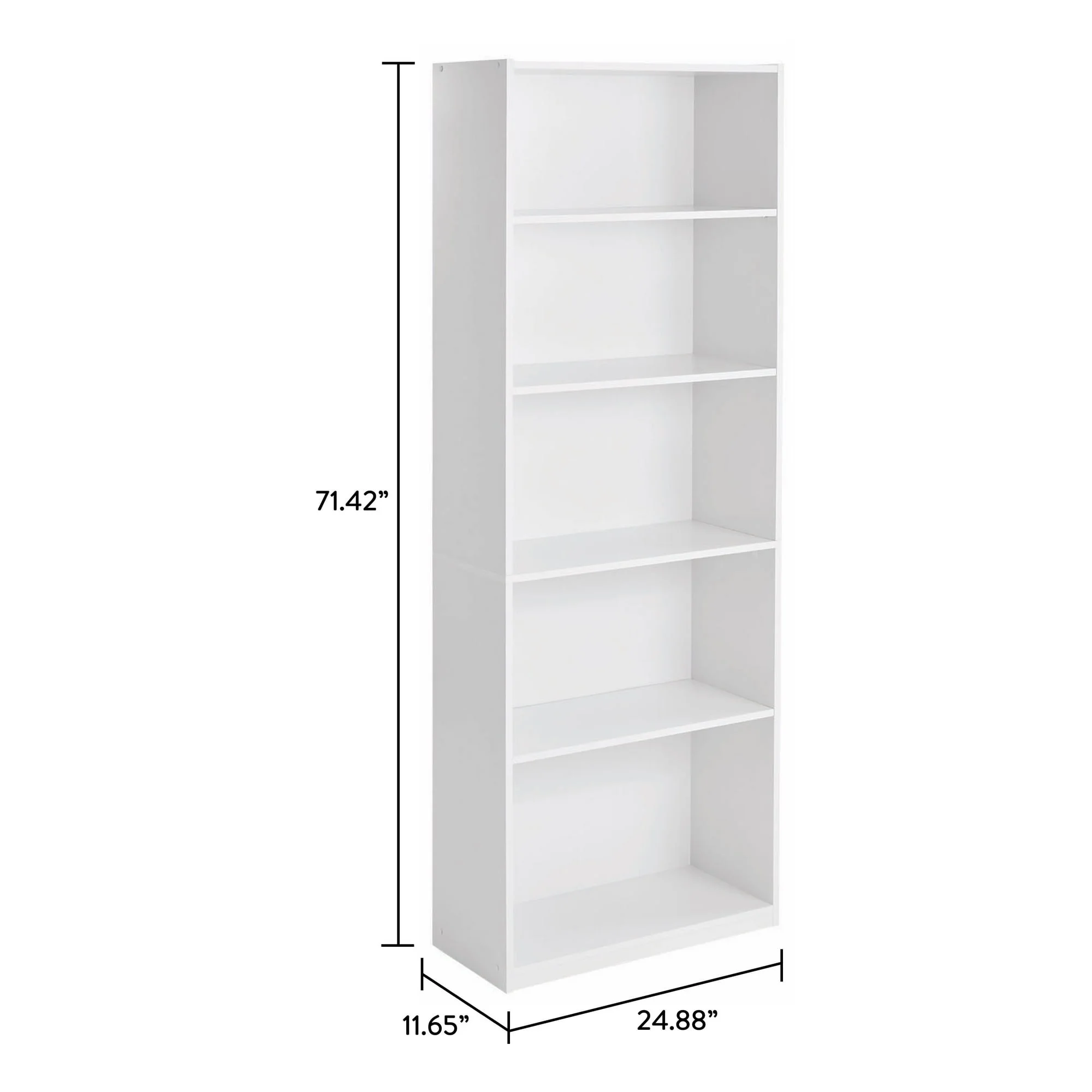 Mainstays 5-Shelf Bookcase with Adjustable Shelves, White - Image 4