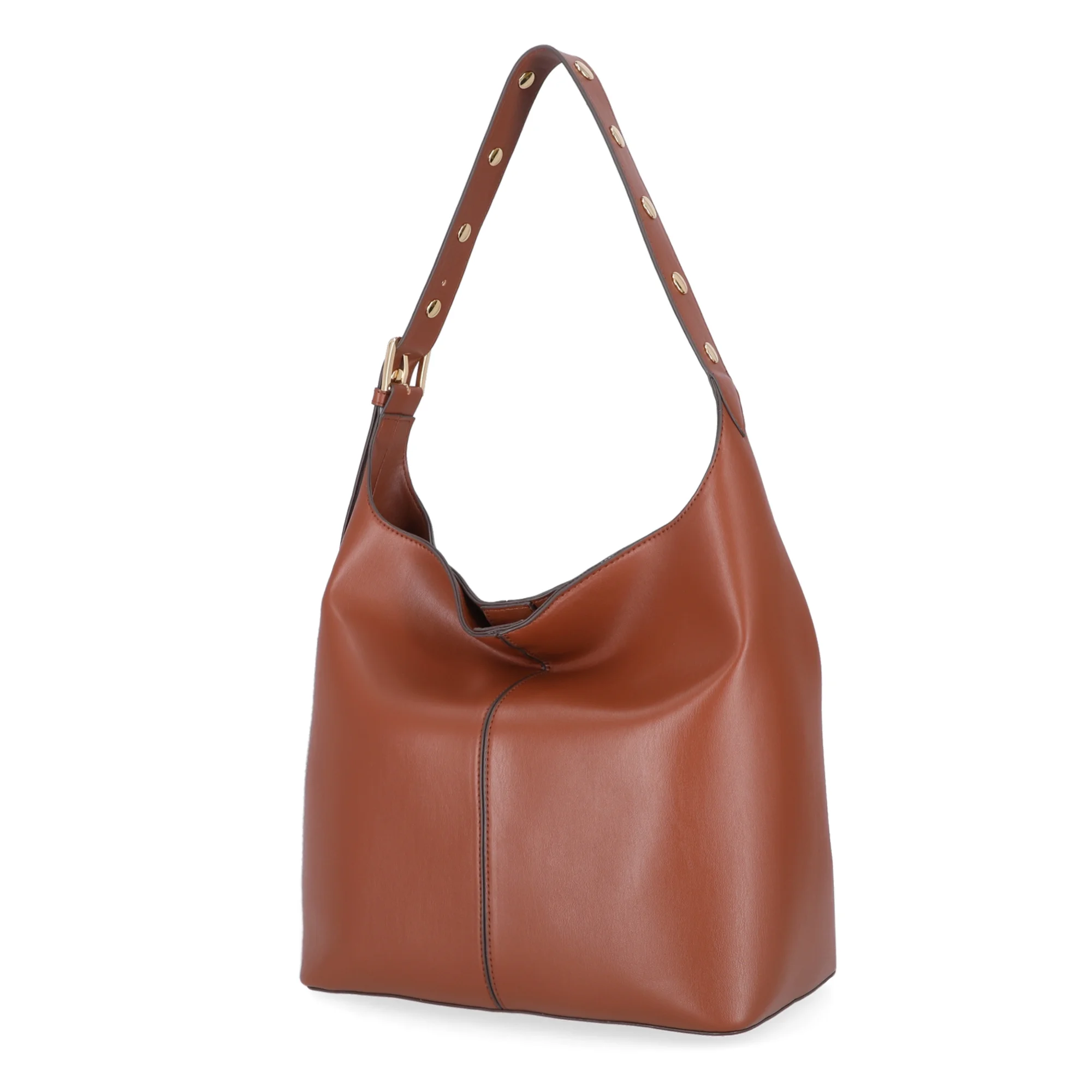 Time and Tru Women's Shively Faux Leather Bucket Handbag, Cognac - Image 4