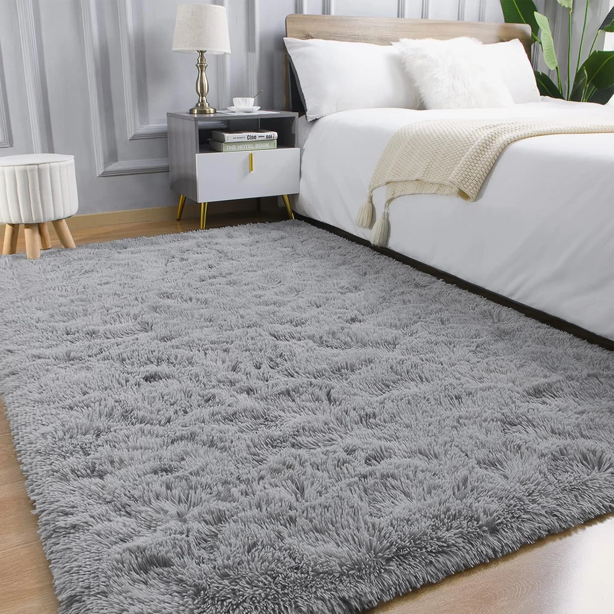 Nefoso Shag Area Rug, 8ft x 10ft Soft Fluffy Area Rugs for Living Room Bedroom Decor Carpet, Light Gray - Image 6