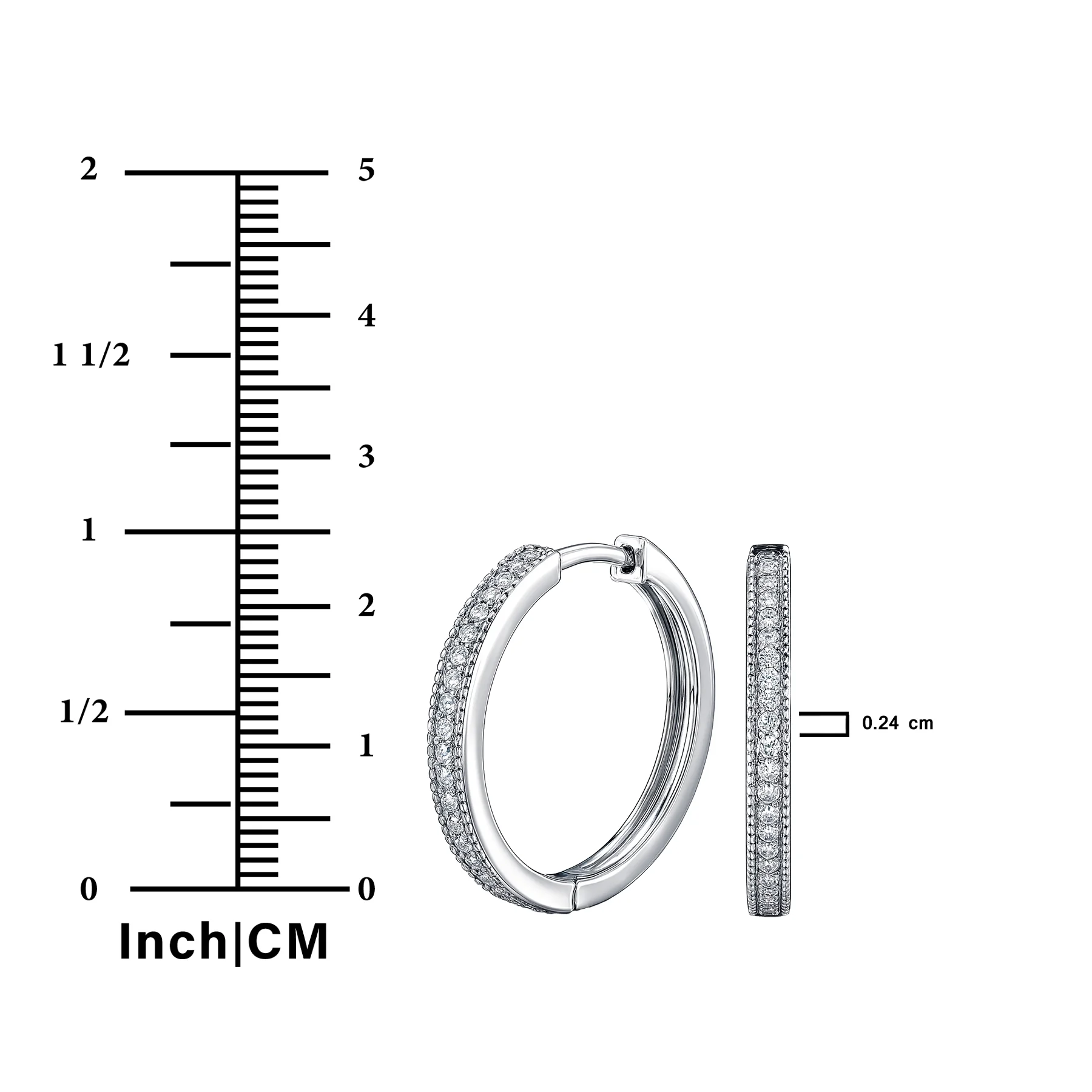 JeenMata Certified Lab Grown Diamond Hoop Earrings - Round Cut Classic Earrings in White Gold Plating for Women - Image 3