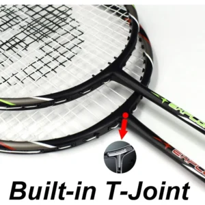 Senston Badminton Rackets Set of 2, Graphite Shaft Badminton Racquets Including Badminton Bag, 2 Badminton Shuttlecock red and green