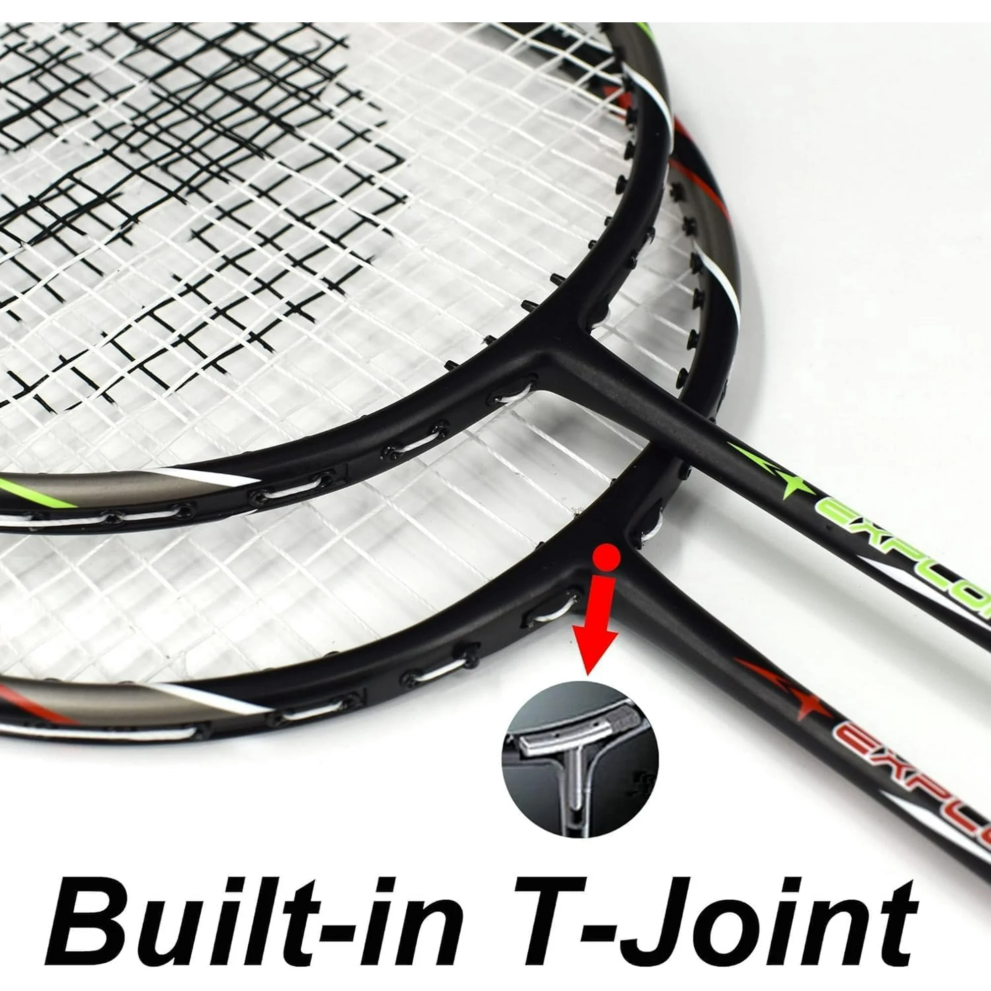 Senston Badminton Rackets Set of 2, Graphite Shaft Badminton Racquets Including Badminton Bag, 2 Badminton Shuttlecock red and green