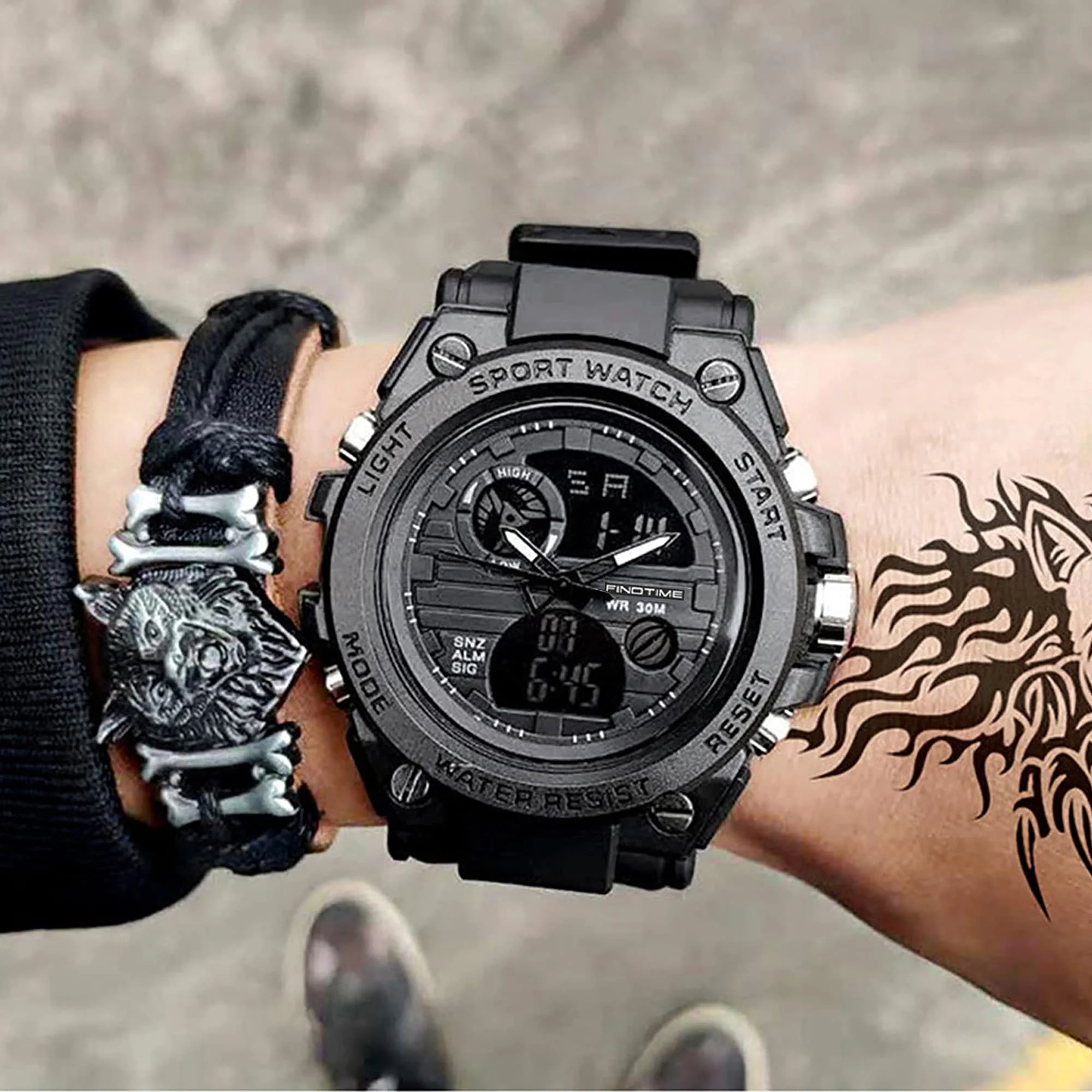 Findtime Men's Military Watch Outdoor Sports Electronic Watch Tactical Army Wristwatch LED Stopwatch Waterproof Digital Analog Watches - Image 4