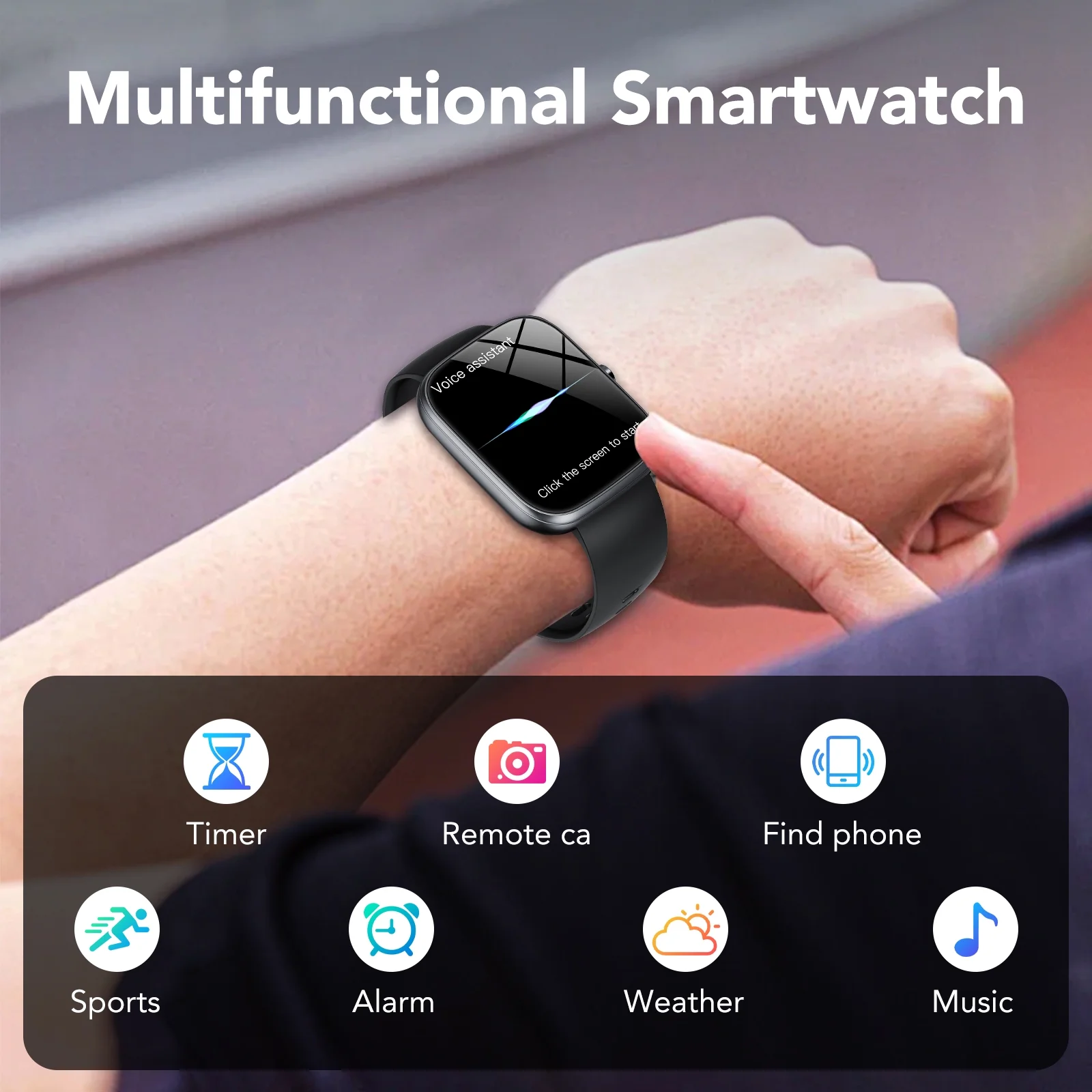 Smart Watch Fits for Android and iPhone, IP68 Waterproof Smartwatch for Women Men 100+ Sports Modes 1.91-inch Fitness Tracker, Smart Watch with Bluetooth Call(Answer/Make Calls), for Gift Black - Image 4