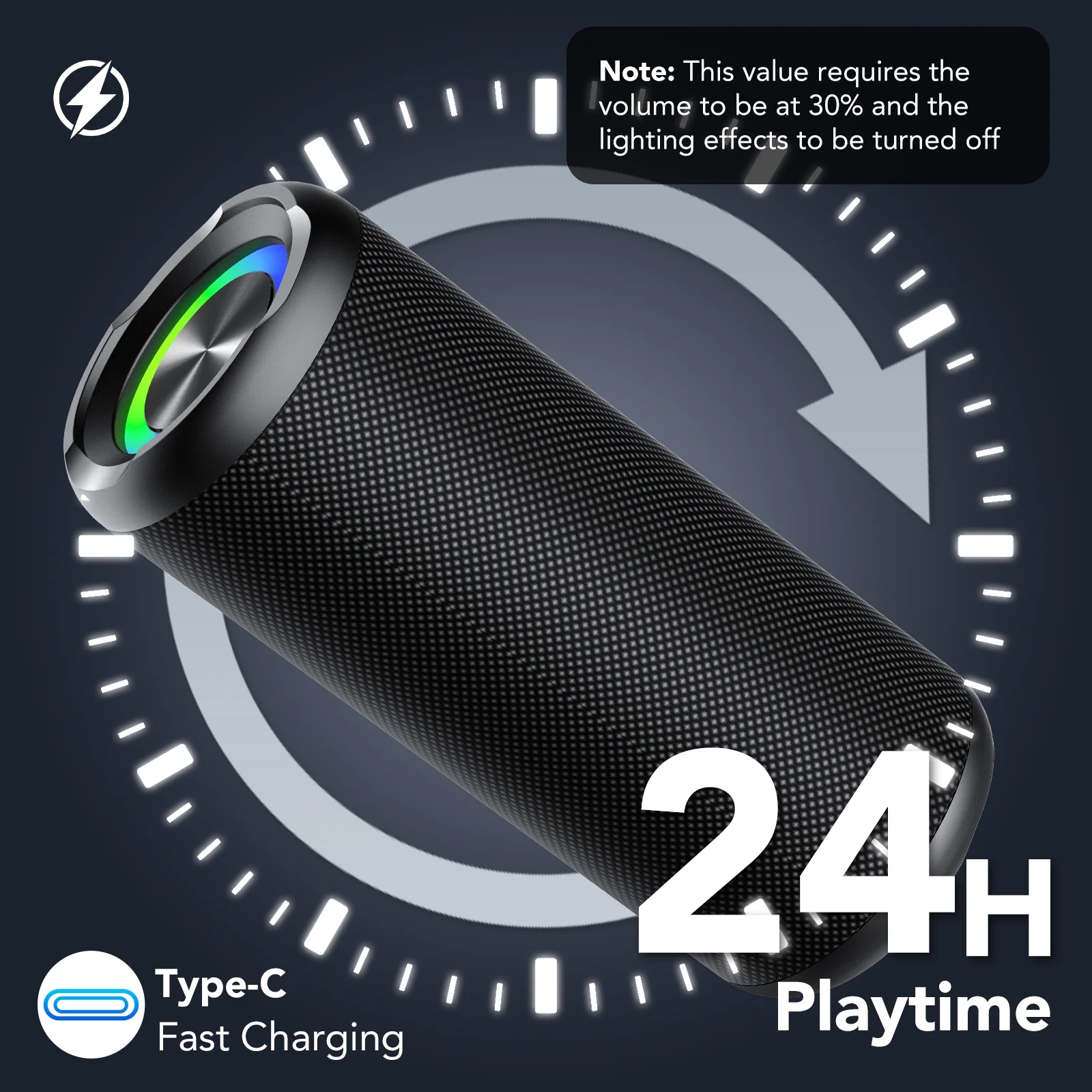 Portable Bluetooth Speaker IPX7 Waterproof Wireless Speaker with 30W Powerful Speaker 24Hrs Playtime Colorful Flashing Lights TWS Wireless Pairing for Outdoor/Party/Beach/Travel/Gifts - Image 5