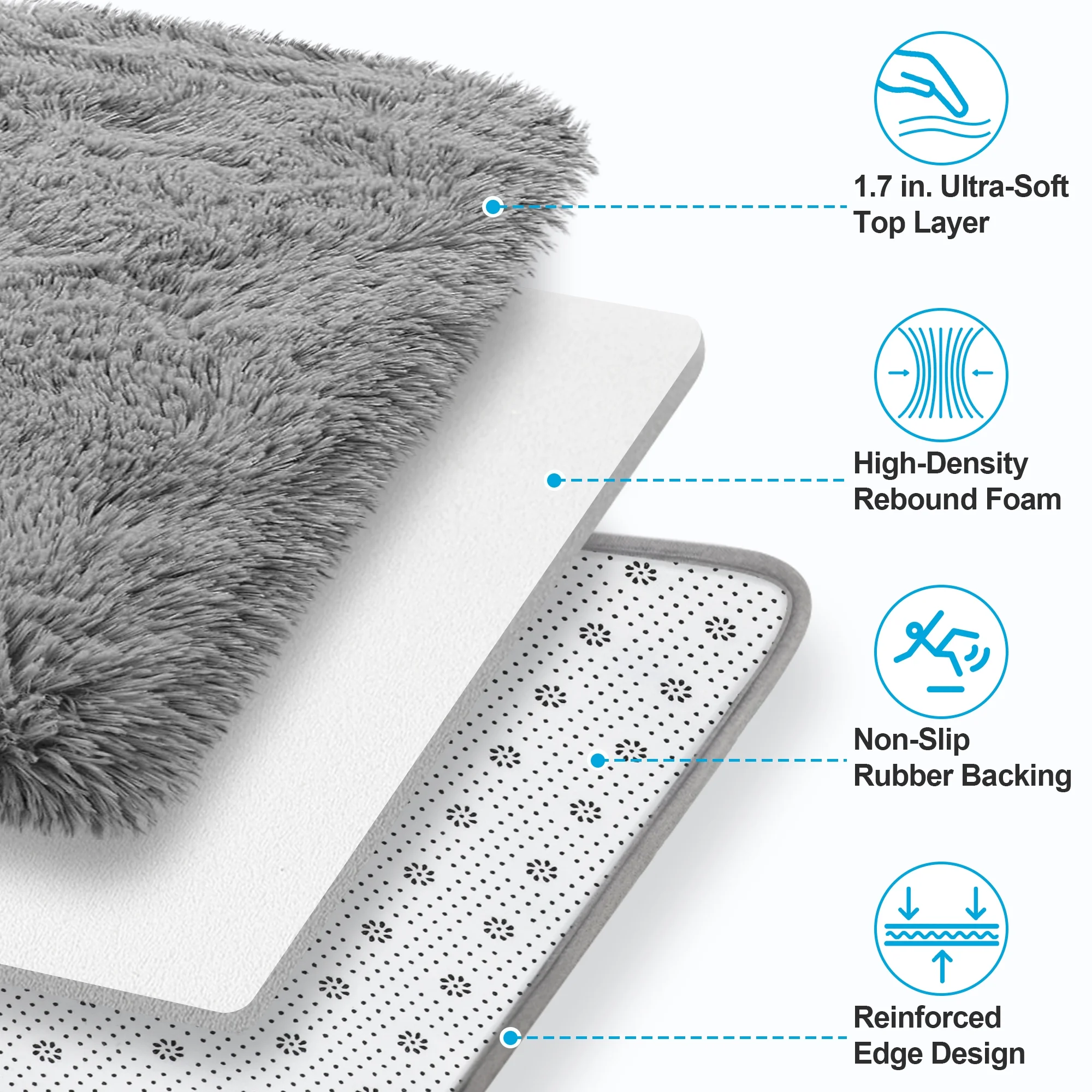 Nefoso Shag Area Rug, 8ft x 10ft Soft Fluffy Area Rugs for Living Room Bedroom Decor Carpet, Light Gray - Image 4