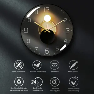 12 Inch Wall Clock Silent Non-Ticking Modern Wall Clocks Battery Operated - Analog Classic Clock Black Metal Frame Clock Decorative