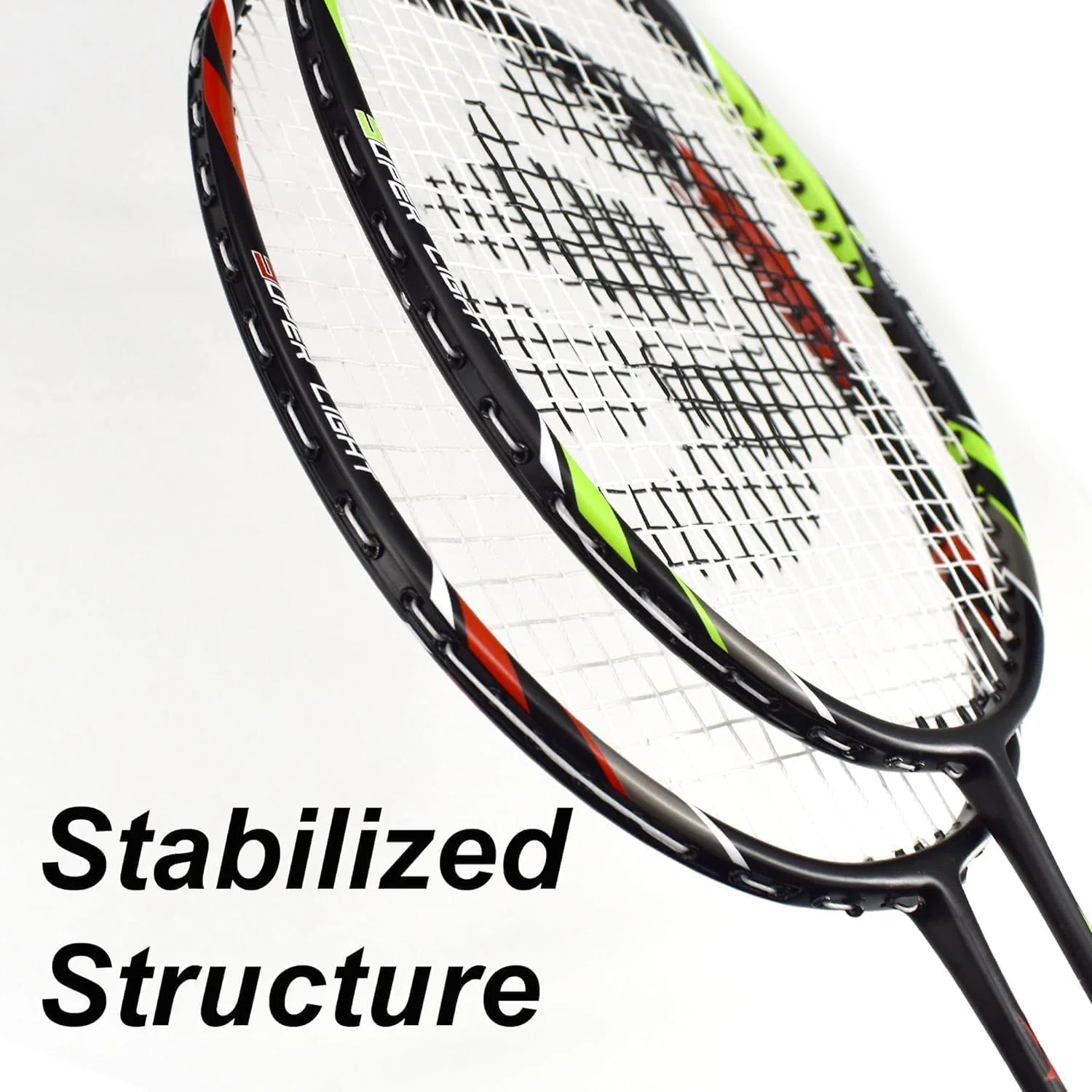 Senston Badminton Rackets Set of 2, Graphite Shaft Badminton Racquets Including Badminton Bag, 2 Badminton Shuttlecock red and green - Image 4