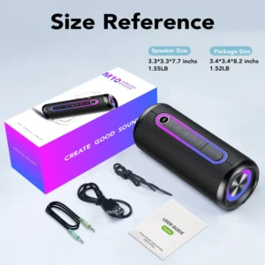 Portable Bluetooth Speaker IPX7 Waterproof Wireless Speaker with 30W Powerful Speaker 24Hrs Playtime Colorful Flashing Lights TWS Wireless Pairing for Outdoor/Party/Beach/Travel/Gifts